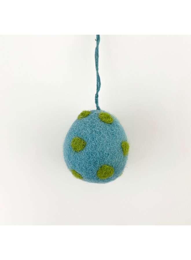 Blue & Green Dots small Easter Egg Felt Hanging Decoration 59