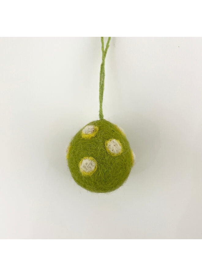 Green & White Dots small Easter Egg Felt Hanging Decoration 48