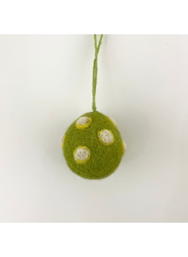 Green & White Dots small Easter Egg Felt Hanging Decoration 48