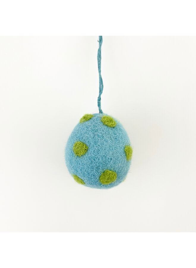 Blue & Green Dots small Easter Egg Felt Hanging Decoration 59
