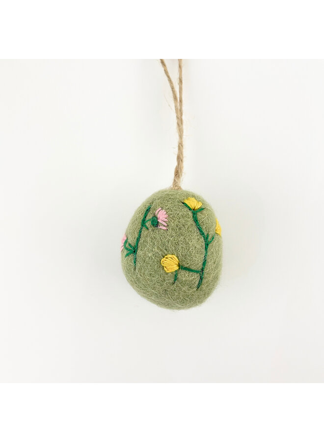Green Small Floral Easter Egg Felt Hanging Decoration 58