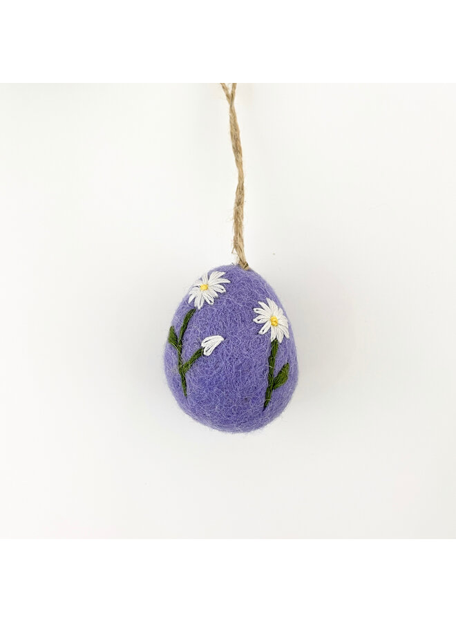 Petit œuf de Pâques violet à motif floral, décoration suspendue en feutrine 57
