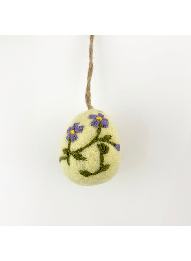 Petit œuf de Pâques jaune à motif floral, décoration suspendue en feutrine 56