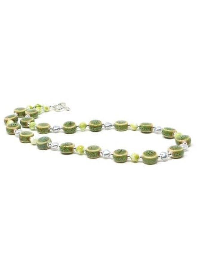 Fern 1 Gemstone & Porcelain Necklace 132
