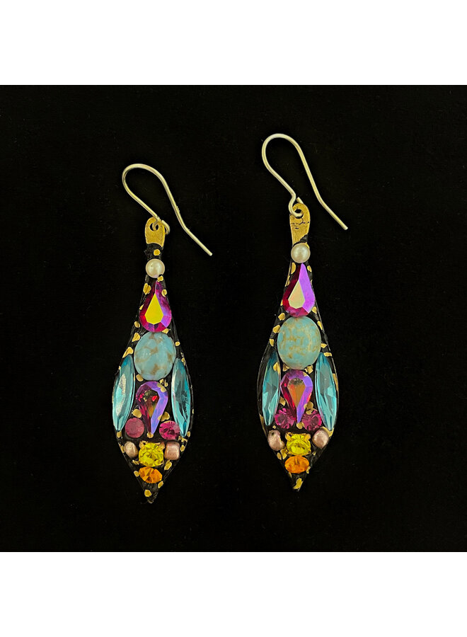 Boucles d'oreilles pendantes multicolores grand format 688