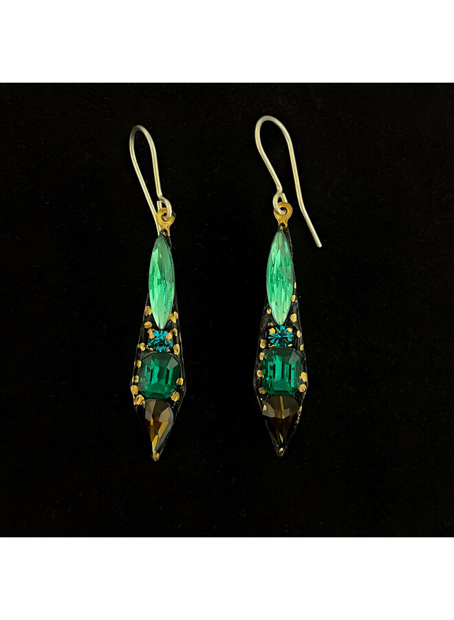 Green Icicle Drop Earrings 684