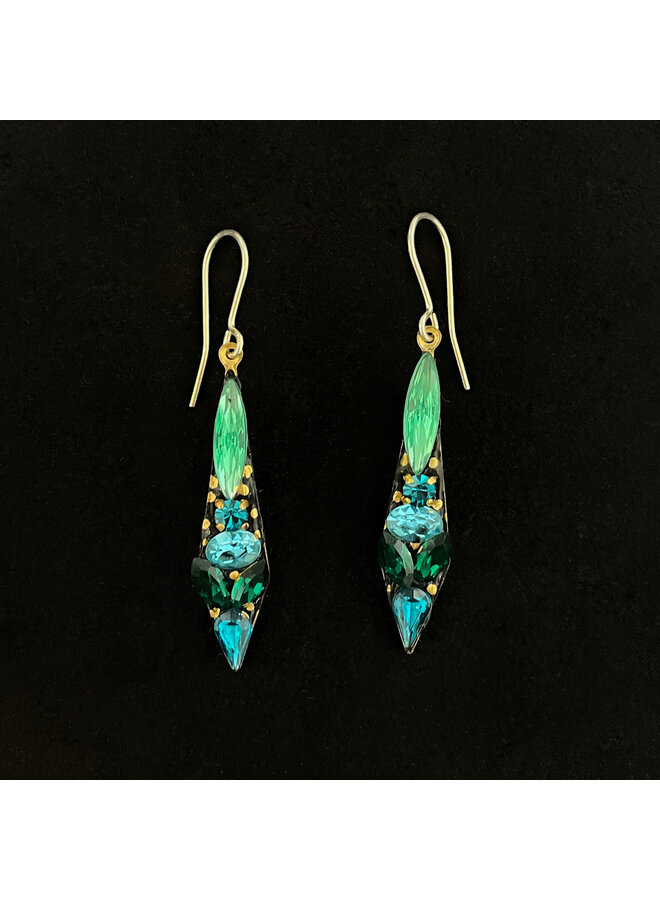 Green Icicle Drop Earrings 681