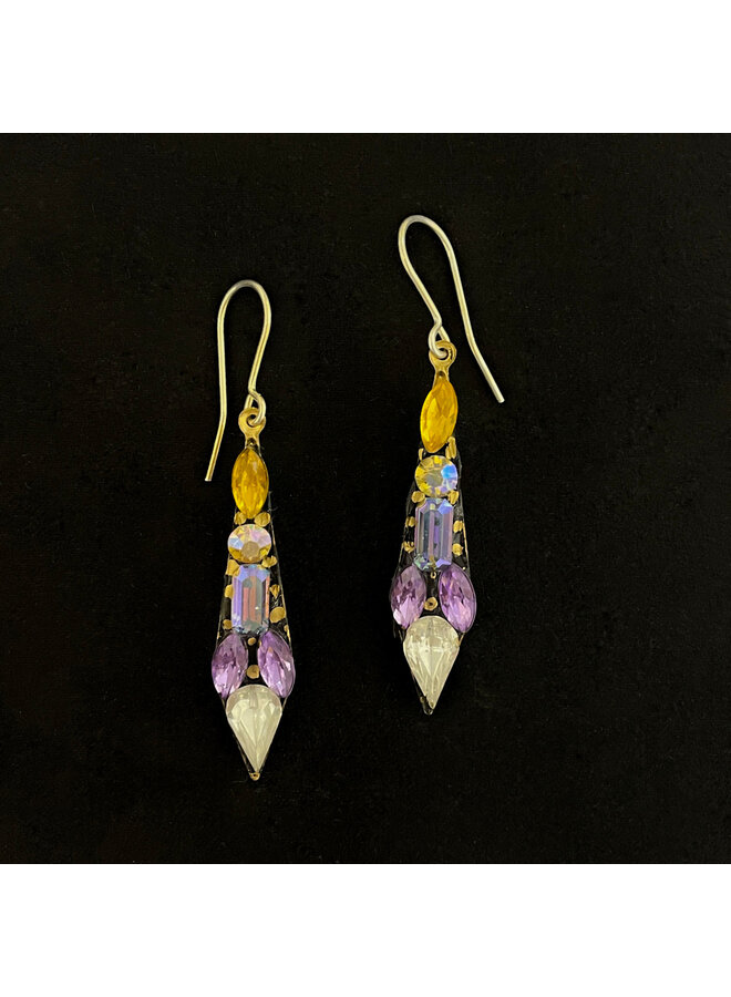 Crystal and Purple Icicle Drop Earrings 680