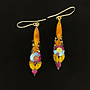 Amber and Pink Icicle Drop Earrings 679