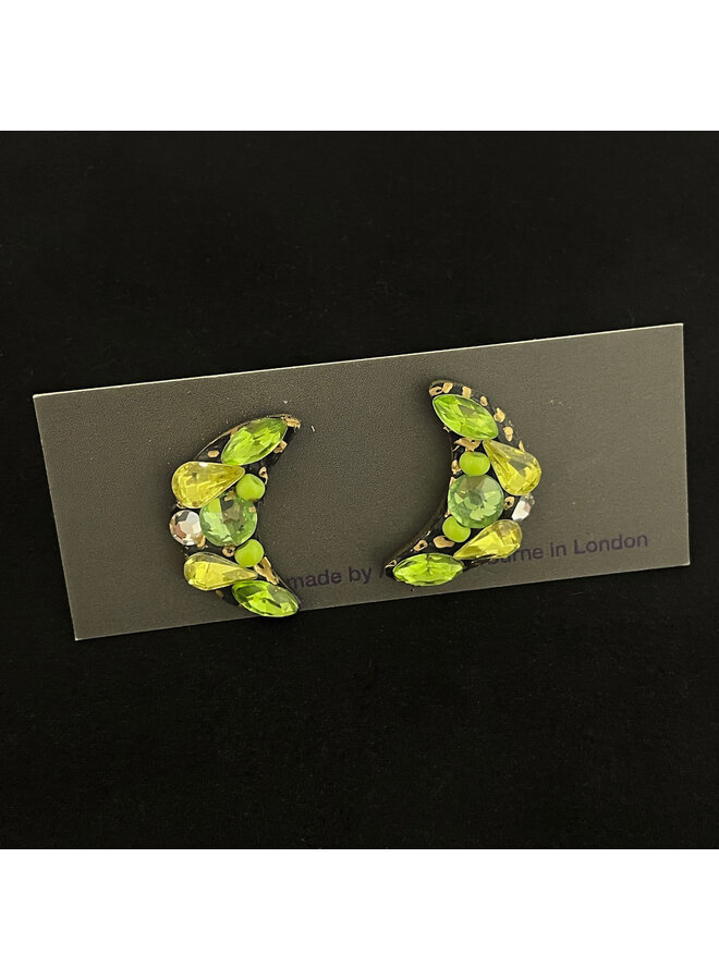 Crescent Moon Green Stud Earrings 675