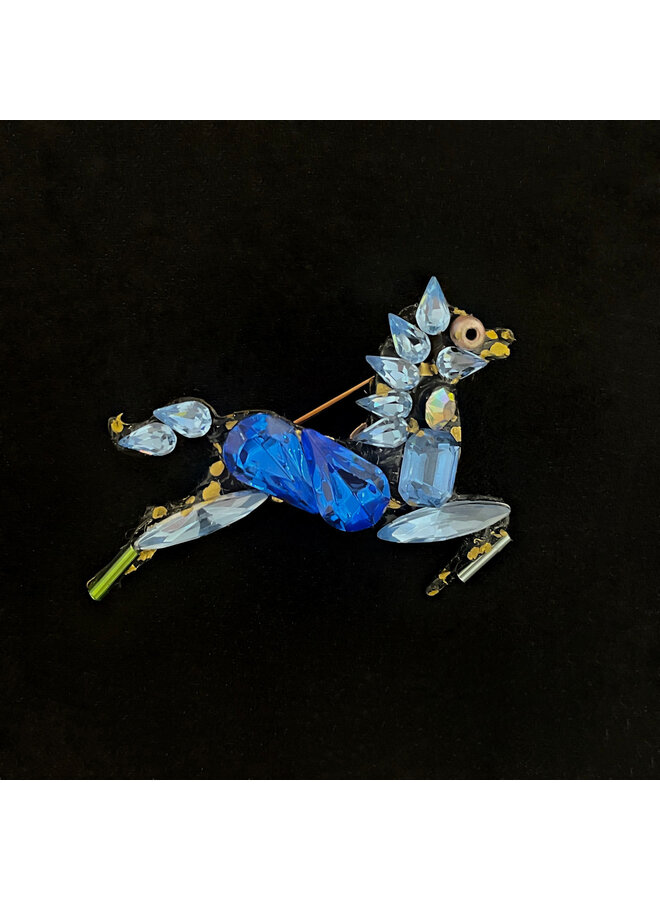 Horse Blue Brooch 666