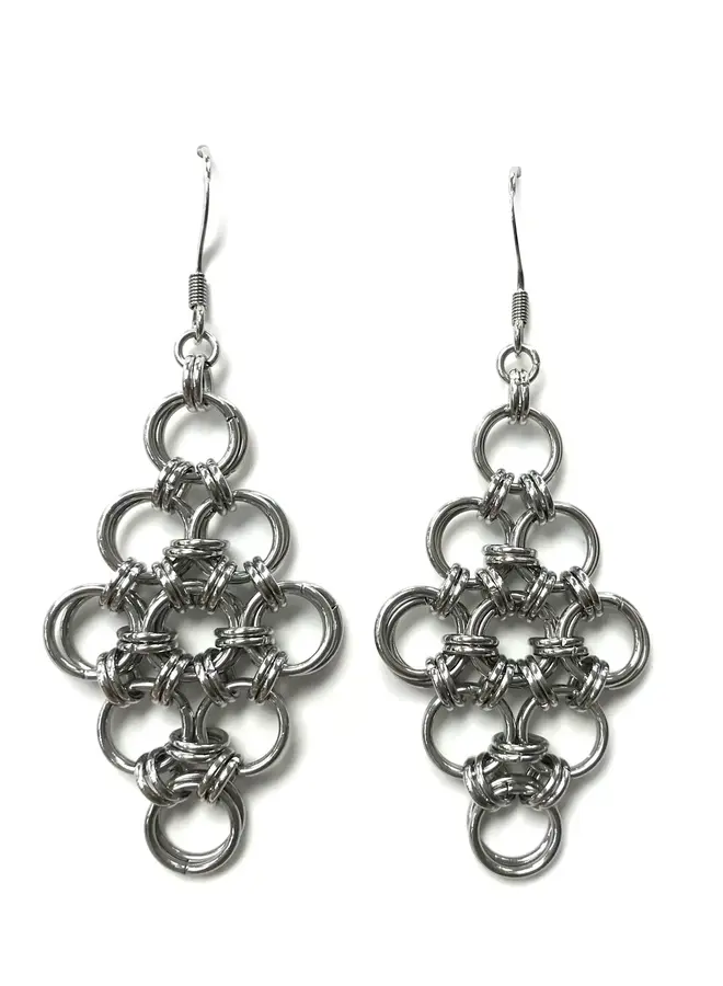 Chain Maille Japanese Armour Drop Earrings