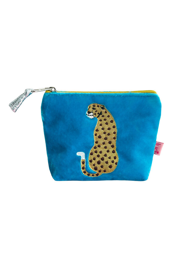 Aquablaue Mini-Handtasche mit Leopardenmuster, 130