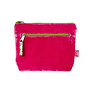 Flamingo Pink Two Zip Velvet Purse 126