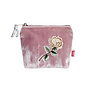 Mini porte-monnaie en velours rose poudré 124
