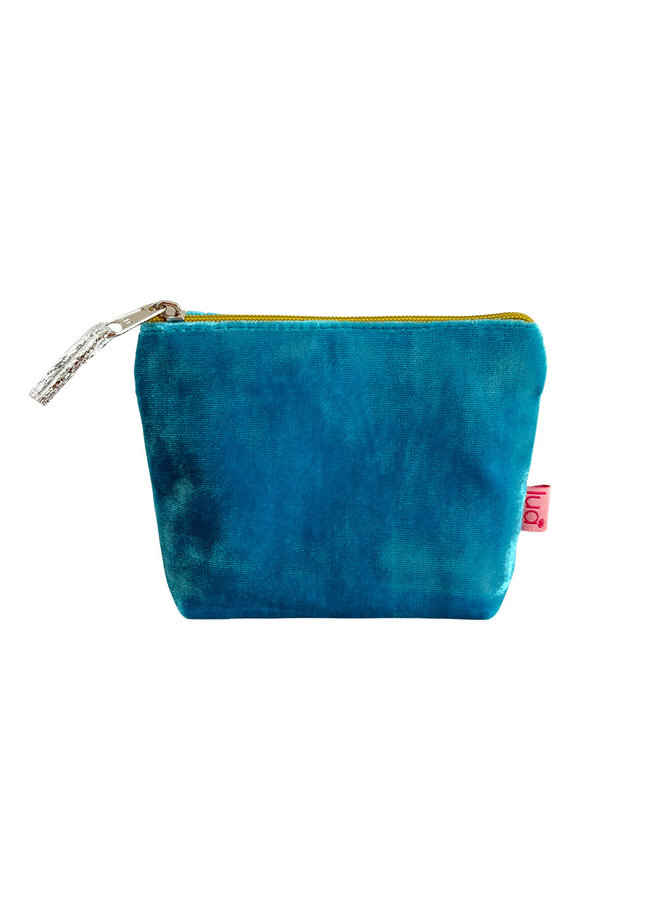 Mini porte-monnaie en velours bleu turquoise 121