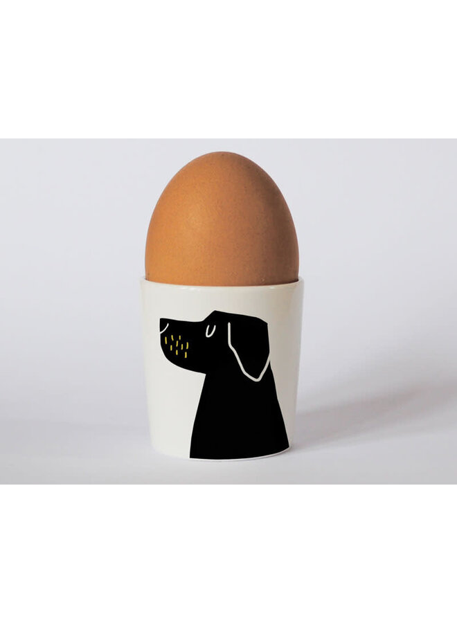 Happiness Black Dog  Blue eggcup 102