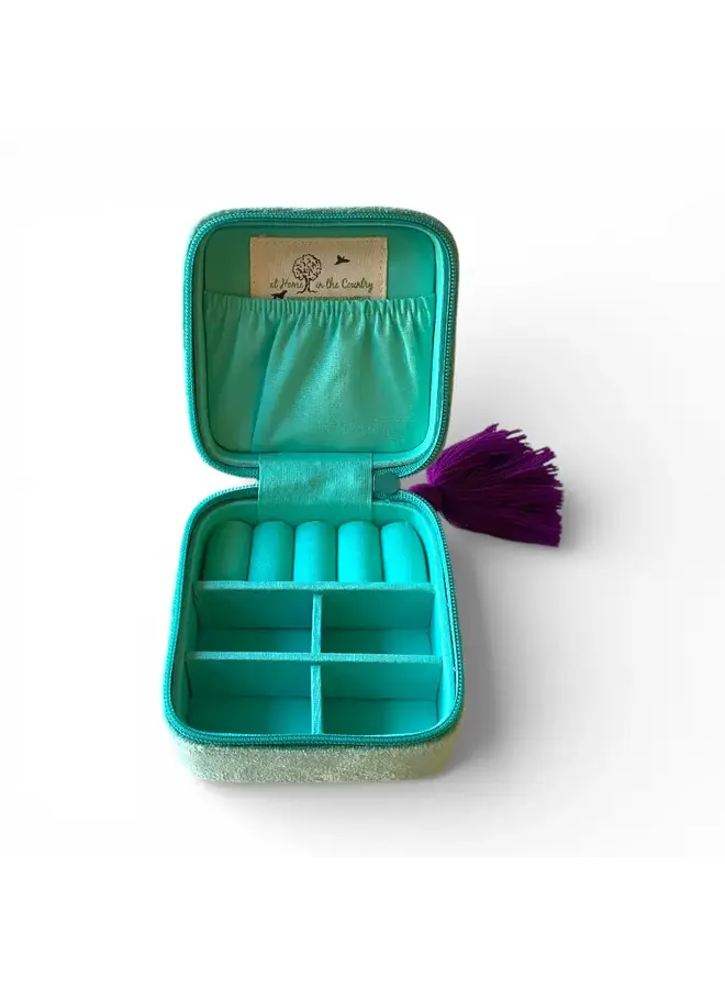 Mint Green Cotton Velvet Jewellery Box 27