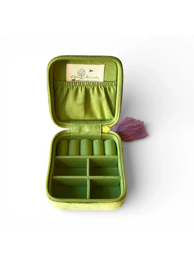 Apple Green Cotton Velvet Jewellery Box 28