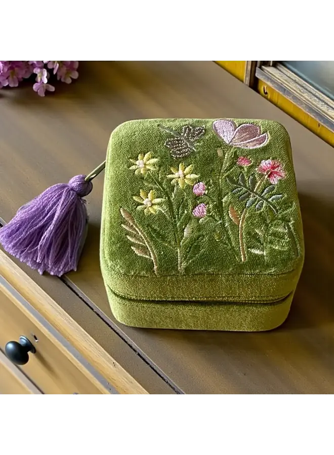 Copy of Mint Green Cotton Velvet Jewellery Box 27