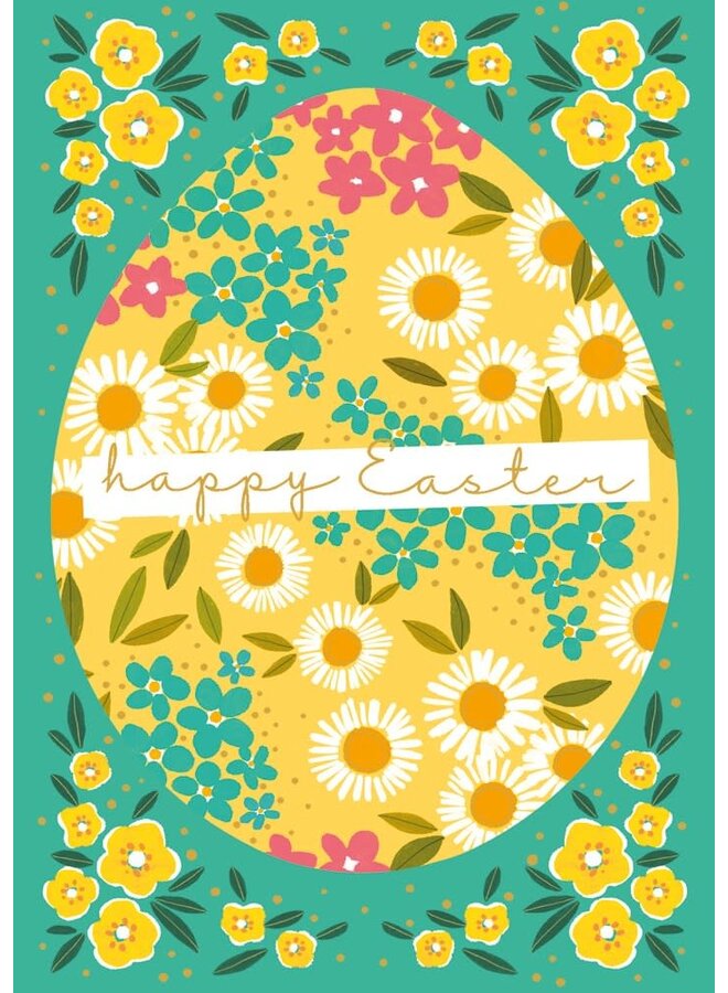 Tarjeta de huevo amarillo de Pascua