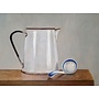 Jarra de esmalte y cucharón azul y blanco, impresión giclée 115