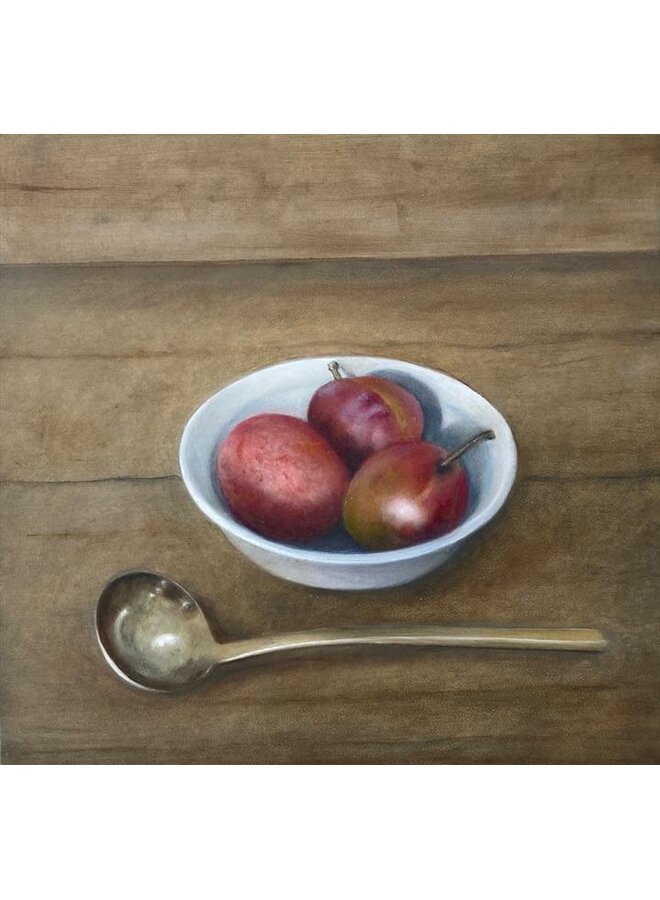 Schale mit Pflaumen und Löffel, Giclée-Druck 99