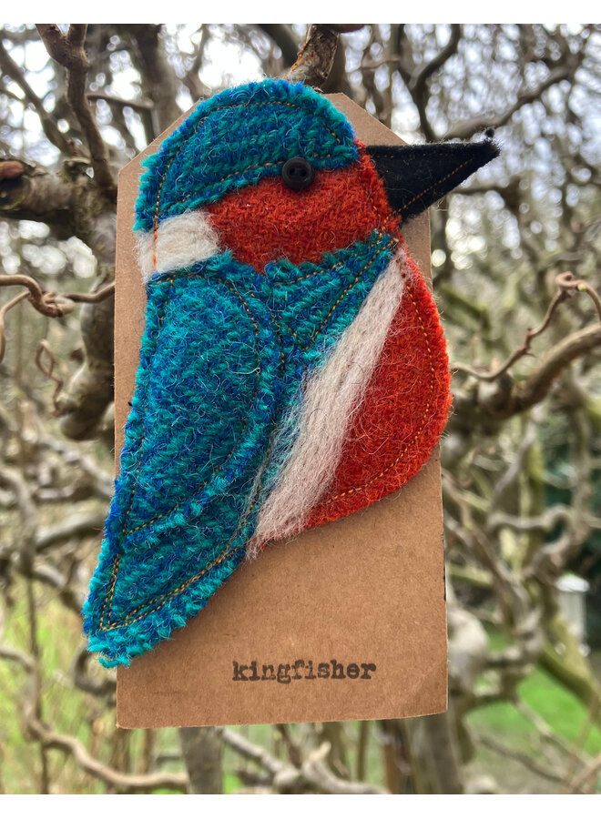 Broche Feutre Oiseau Kingfisher 06