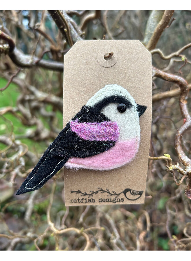 Long Tailed Tit Felt Brooch 22