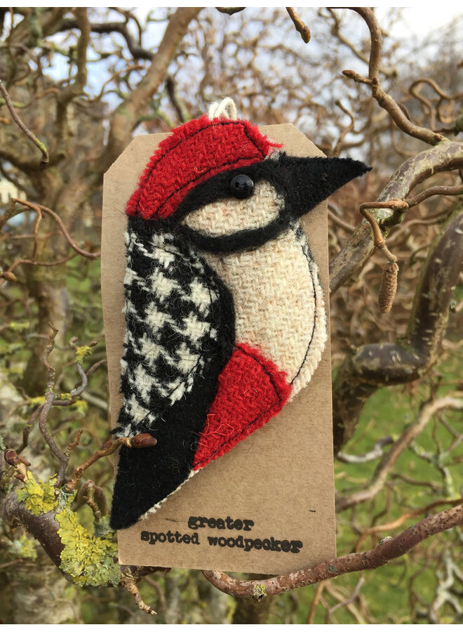 Greater Spotted Woodpecker Felt Brooch 19