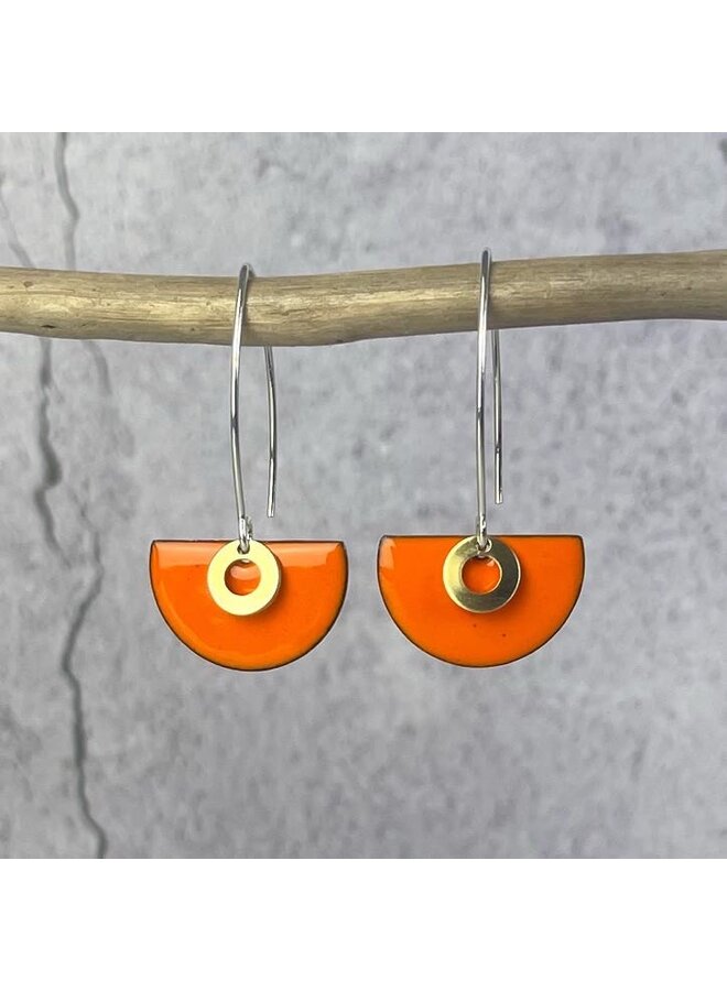 Orangefarbene Halbkreis-Ohrringe 05
