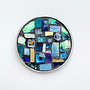 Blue Round Mosaic  Brooch  54