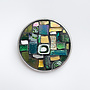 Green Round Mosaic  Brooch  55