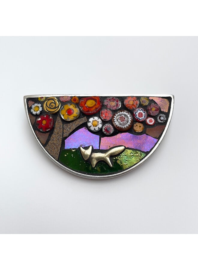 Fox Semi-Circle Mosaic Brooch  57