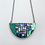 Pendentif mosaïque byzantine bleue en demi-cercle 58