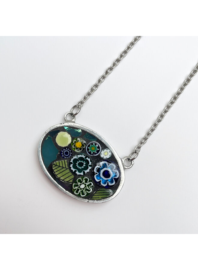 Green Oval Mosaic Pendant 61