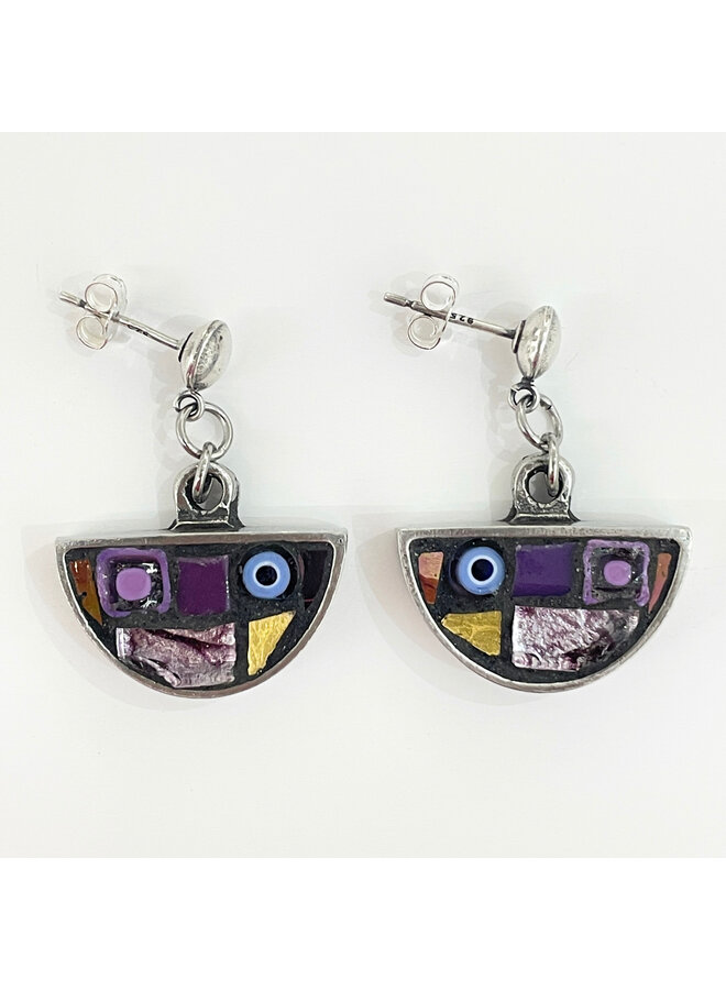 Mullberry Byzantin Semi- circle Mosaic Stud Earrings 66