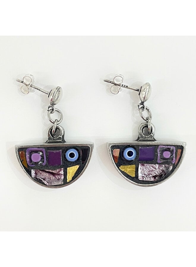 Mullberry Byzantine Semi- circle Mosaic Stud Earrings 66