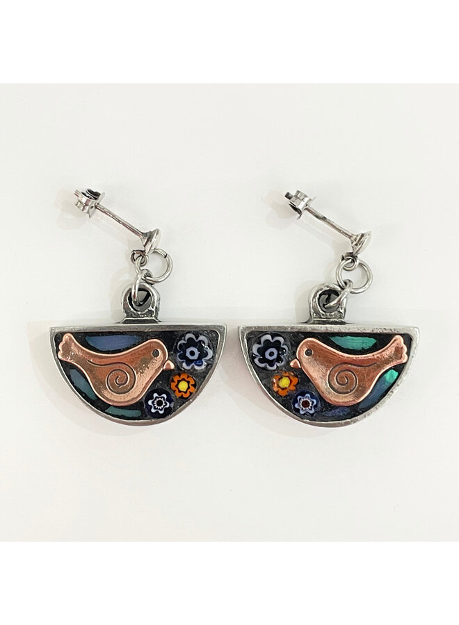 Boucles d'oreilles à clous en mosaïque Bird Mini Moon 67