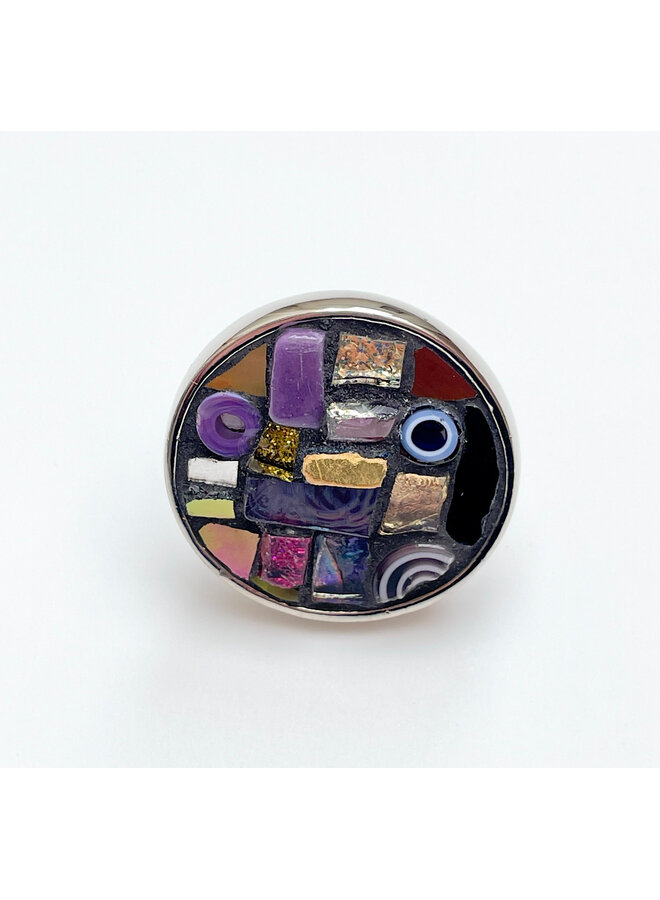 Byzantine Purple Round  Mosaic Adjustable Ring76