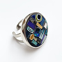 Byzantine Blue Circle  Mosaic Adjustable Ring75