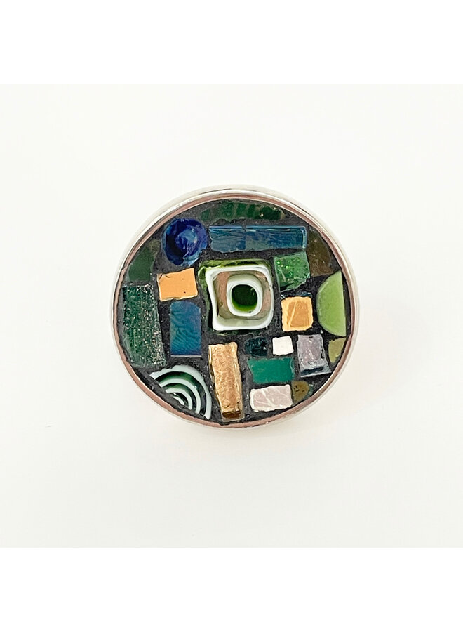Green Byzantine Mosaic Round Ring 50