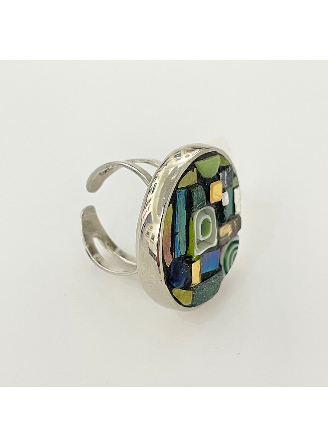 Green Byzantine Mosaic Round Ring 50