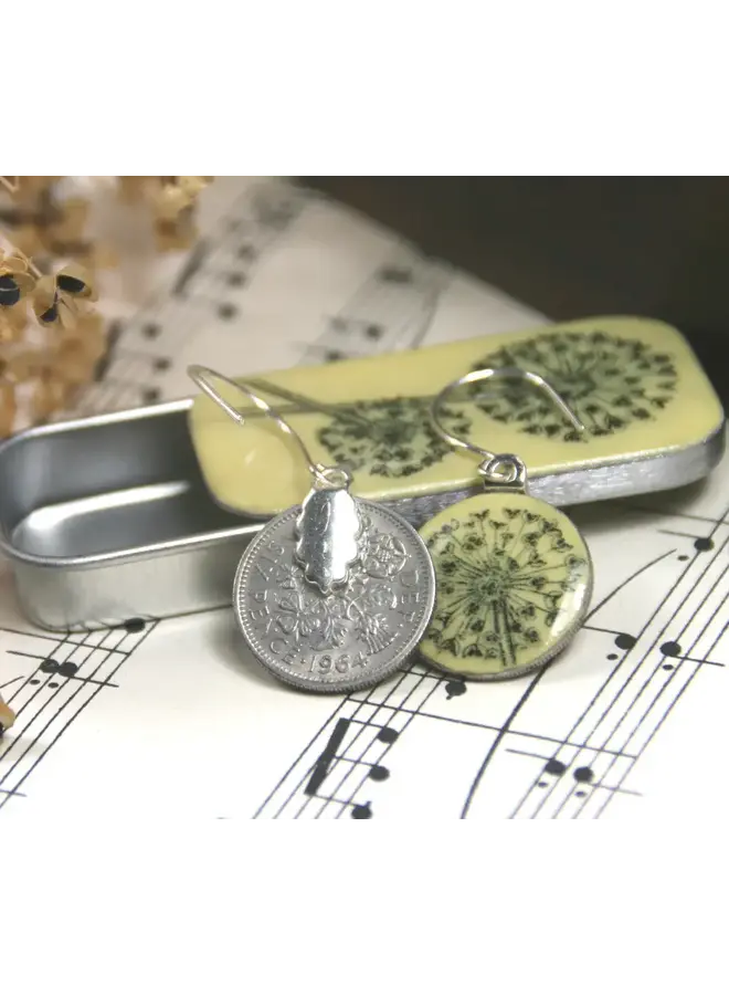 Allium sixpence earrings in Tiny Tin 96