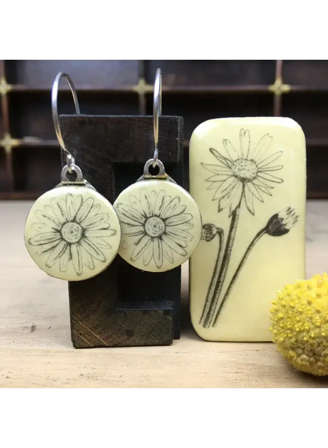 Daisy sixpence earrings in Tiny Tin 98