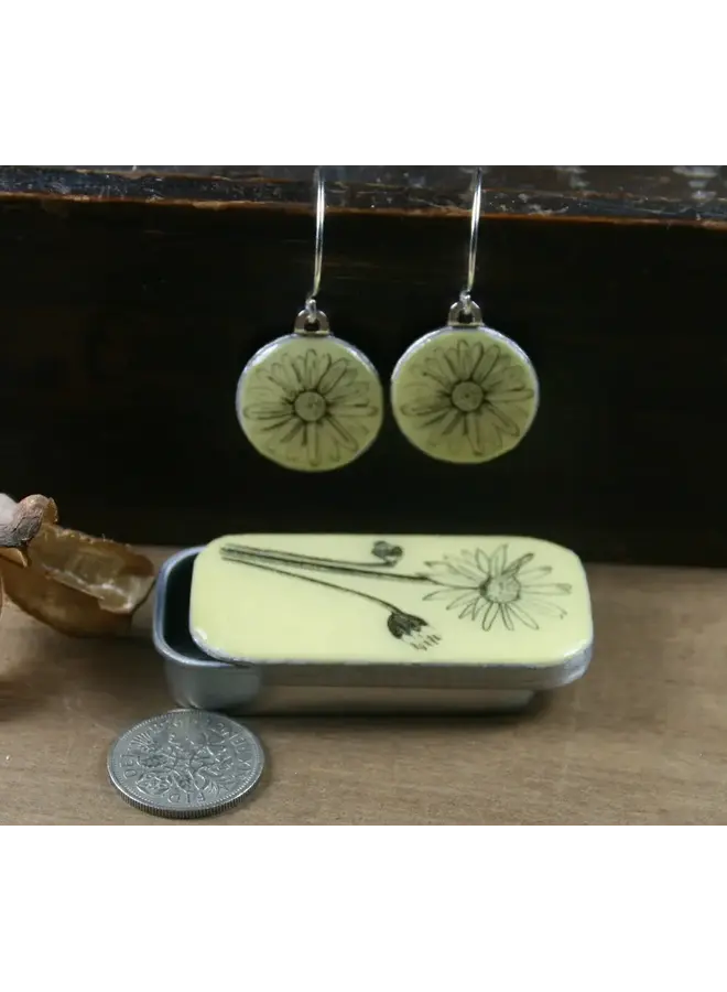 Daisy sixpence earrings in Tiny Tin 98