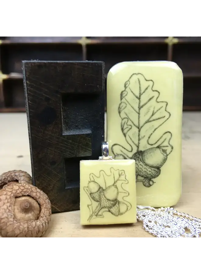 Acorn Scrabble I  Tile Pendant and Tiny Tin 92