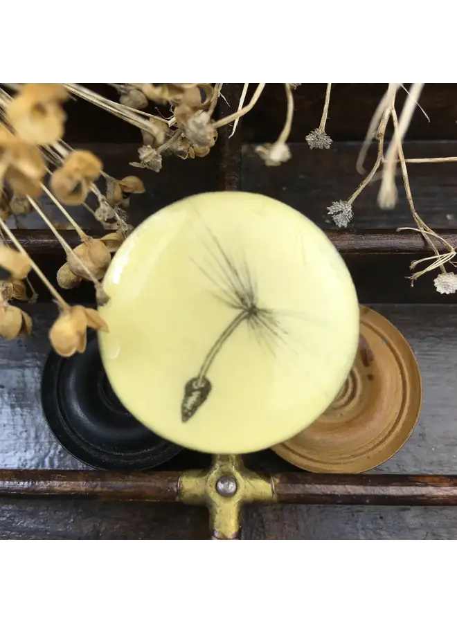 Dandelion Draughts Piece Brooch on card  78