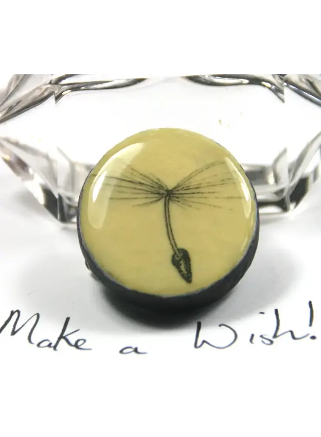 Dandelion Draughts Piece Brooch on card  78