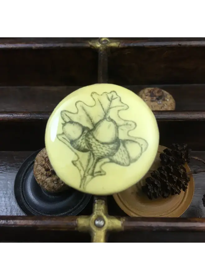 Acorn Draughts Piece Brooch on card  77